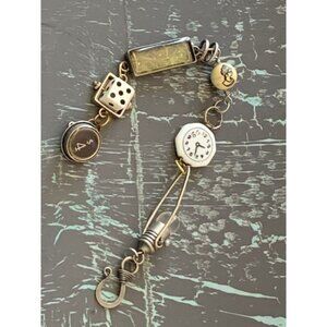 mixed media bracelet handmade -  9 inch - clock, fuse bulb - copper​